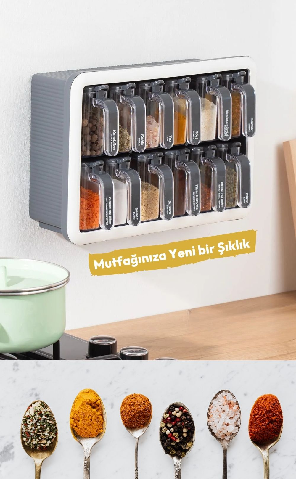 Olinman 12 Kaşıklı Baharatlık Seti